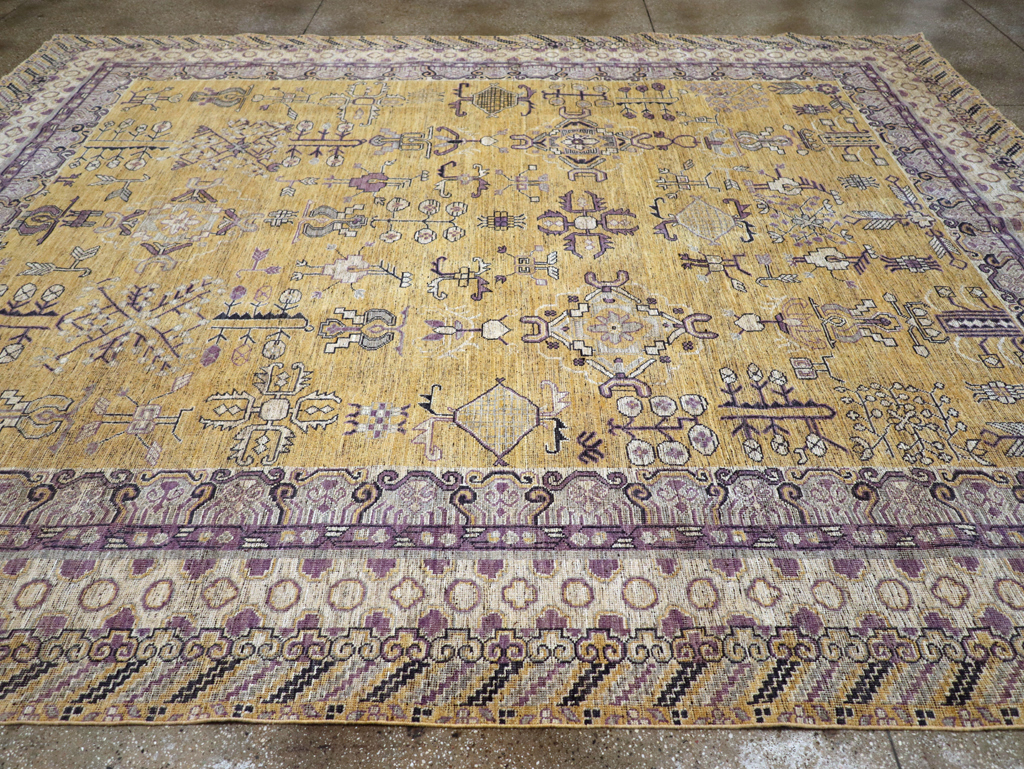 Contemporary East Turkestan Khotan Room Size Carpet, No.31159 - Gsblank