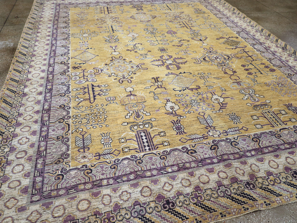 Contemporary East Turkestan Khotan Room Size Carpet, No.31159 - Gsblank