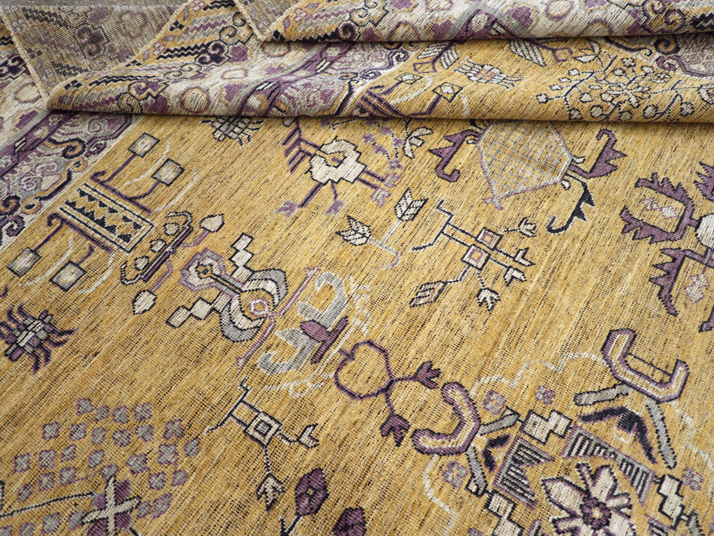 Contemporary East Turkestan Khotan Room Size Carpet, No.31159 - Gsblank