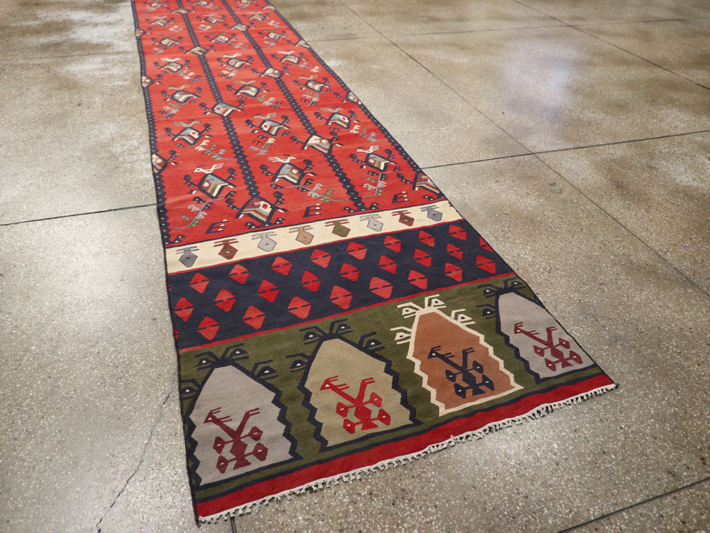 Vintage Turkish Sarkoy Kilim Long Runner, No.31169 - Gsblank