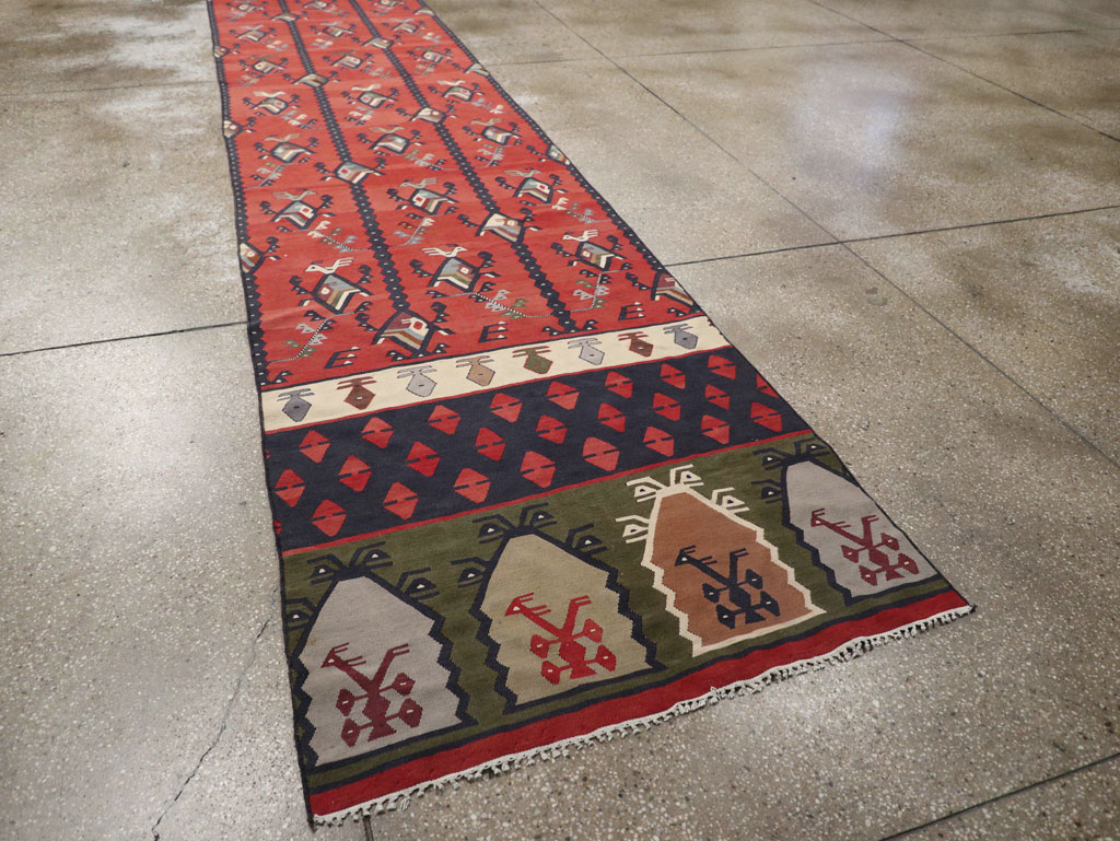 Vintage Turkish Sarkoy Kilim Long Runner, No.31169 - Gsblank