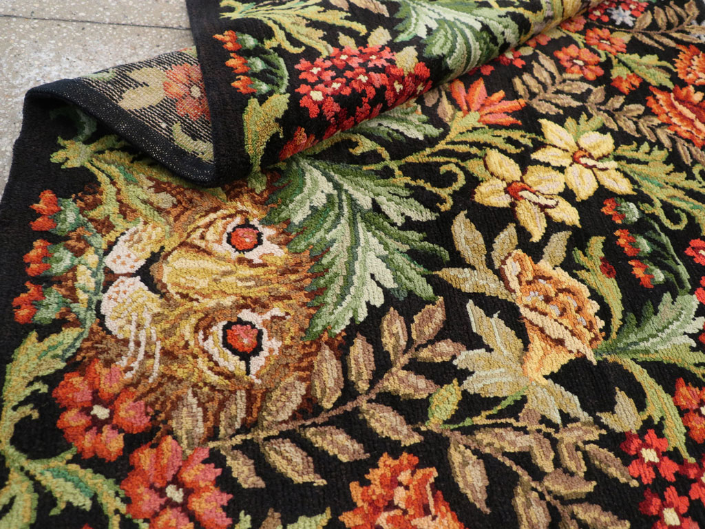 Vintage Portuguese Savonnerie Pictorial Accent Rug, No.31180 - Gsblank