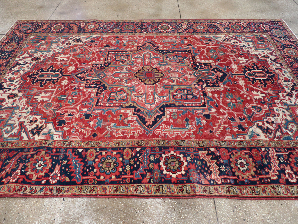 Antique Persian Heriz Room Size Carpet, No.31205 - Gsblank