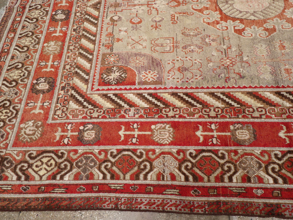 Antique East Turkestan Khotan Large Gallery Carpet, No.31209 - Gsblank