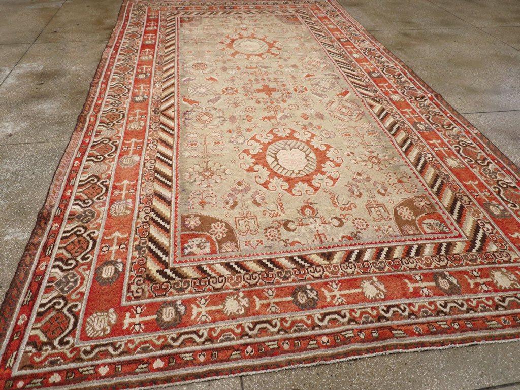 Antique East Turkestan Khotan Large Gallery Carpet, No.31209 - Gsblank