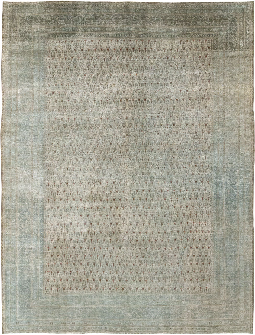 Distressed Antique Persian Tabriz Room Size Carpet, No.31213 - Gsblank