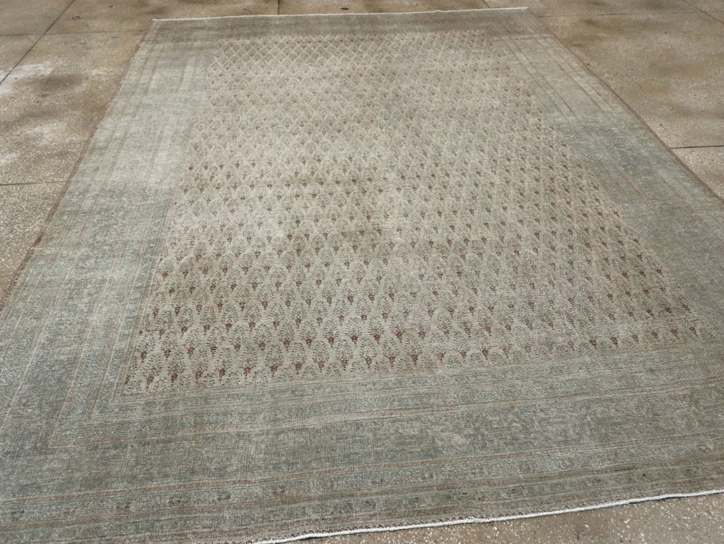 Distressed Antique Persian Tabriz Room Size Carpet, No.31213 - Gsblank