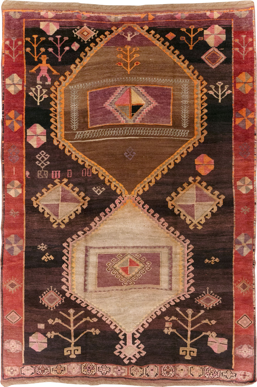 Vintage Turkish Anatolian Tribal Room Size Carpet, No.31218 - Gsblank