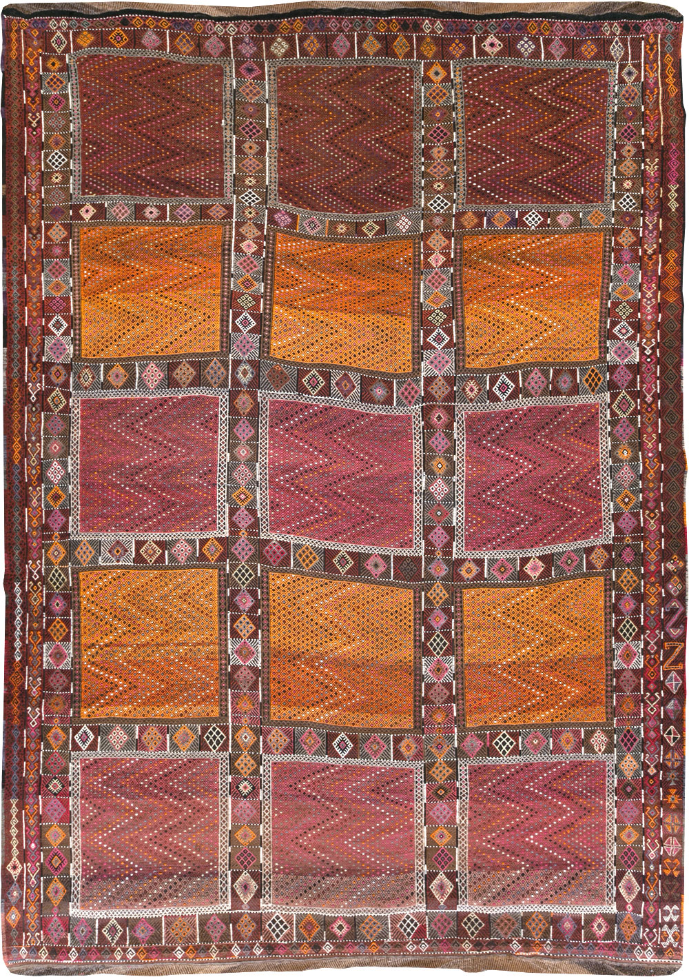 Vintage Turkish Flatweave Kilim Large Carpet, No.31222 - Gsblank