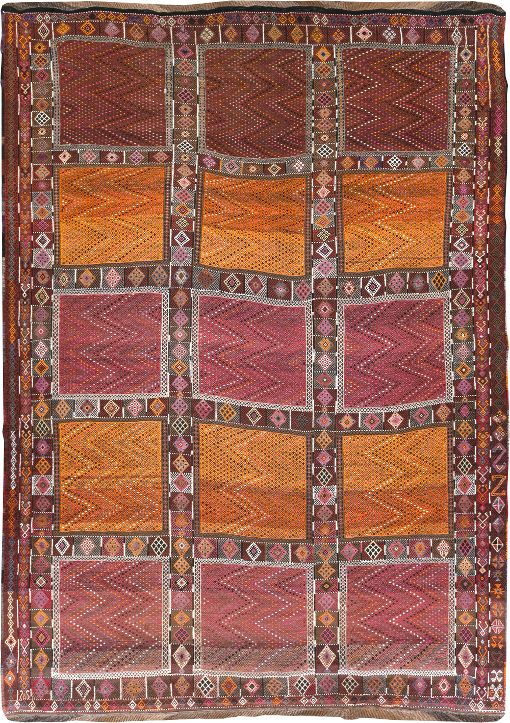 Vintage Turkish Flatweave Kilim Large Carpet, No.31222 - Gsblank