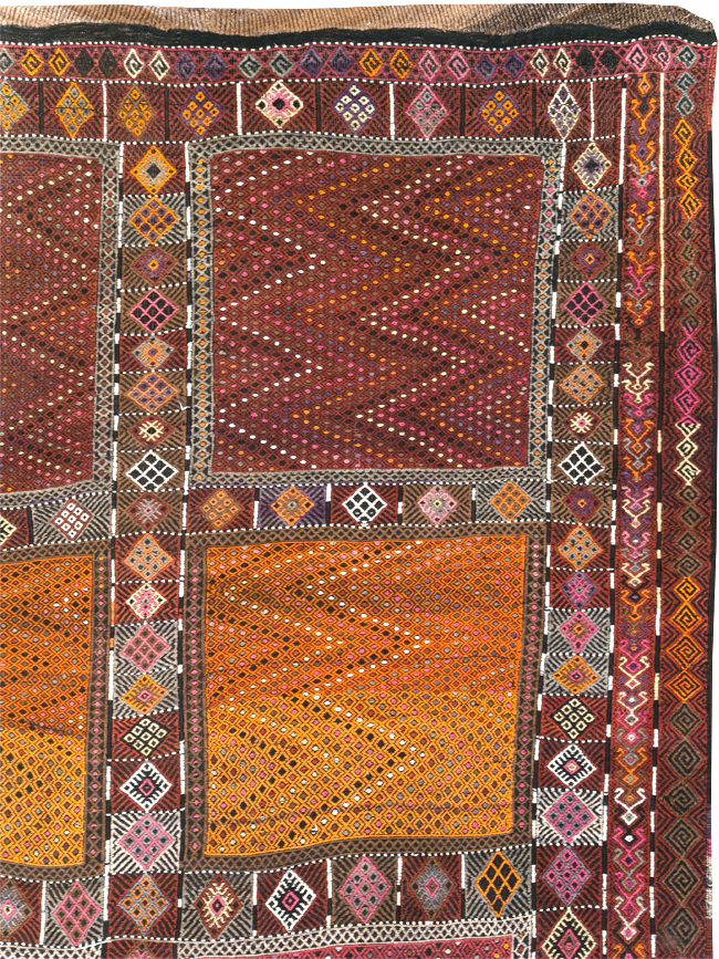 Vintage Turkish Flatweave Kilim Large Carpet, No.31222 - Gsblank