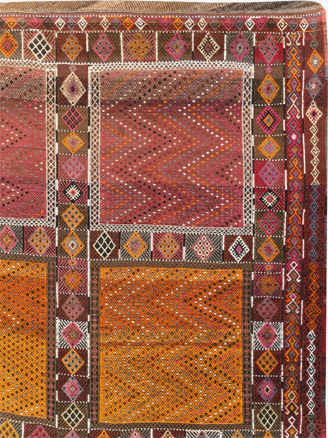 Vintage Turkish Flatweave Kilim Large Carpet, No.31222 - Gsblank