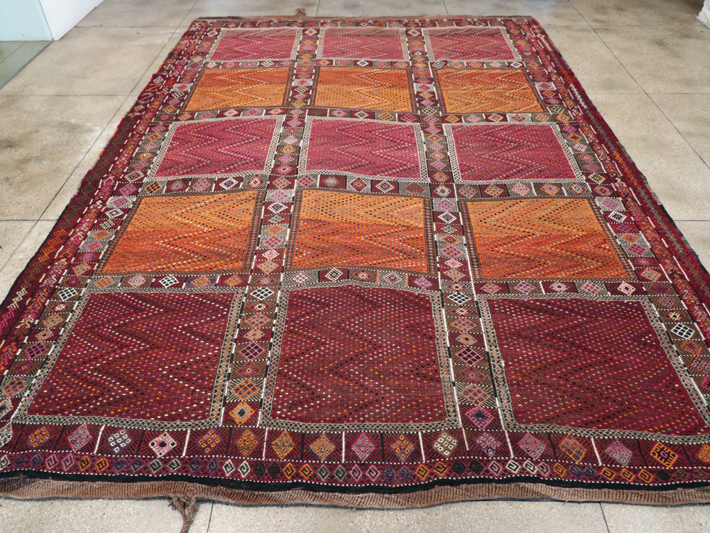 Vintage Turkish Flatweave Kilim Large Carpet, No.31222 - Gsblank