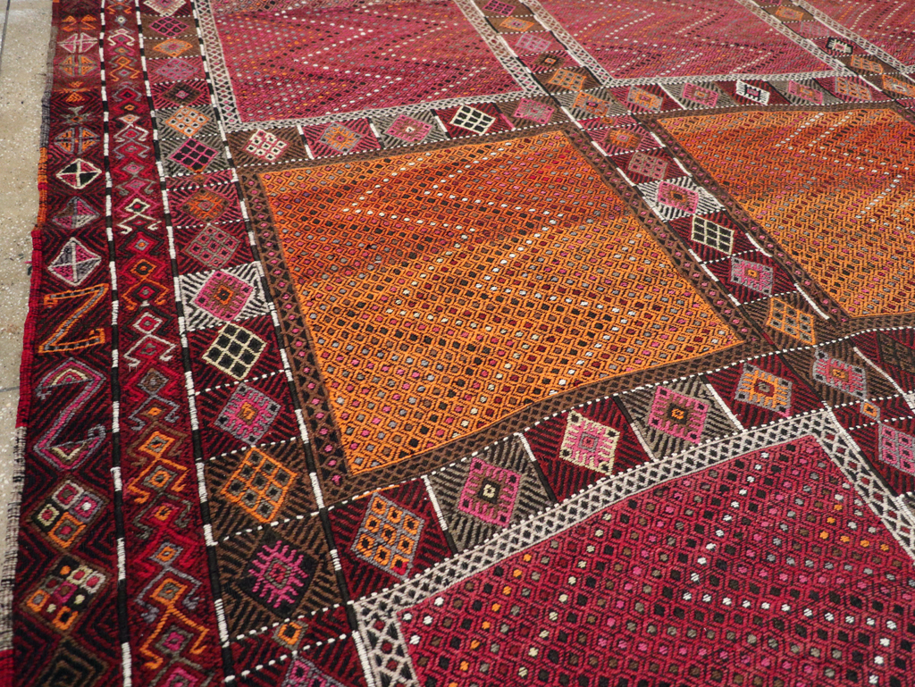 Vintage Turkish Flatweave Kilim Large Carpet, No.31222 - Gsblank