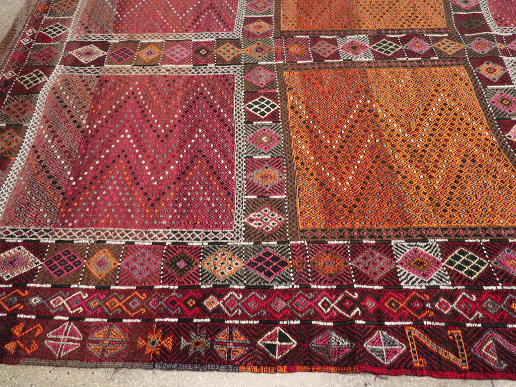 Vintage Turkish Flatweave Kilim Large Carpet, No.31222 - Gsblank