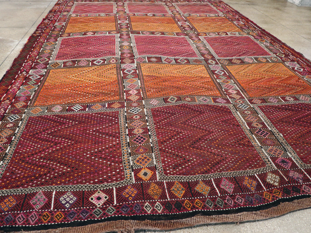 Vintage Turkish Flatweave Kilim Large Carpet, No.31222 - Gsblank