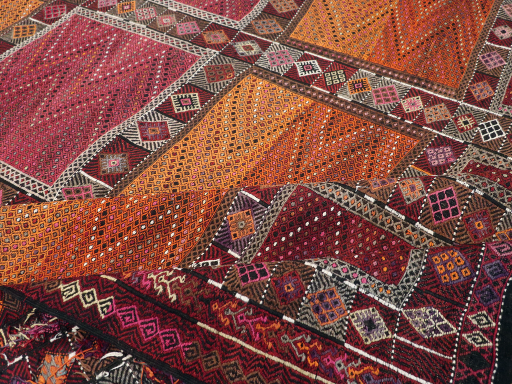 Vintage Turkish Flatweave Kilim Large Carpet, No.31222 - Gsblank