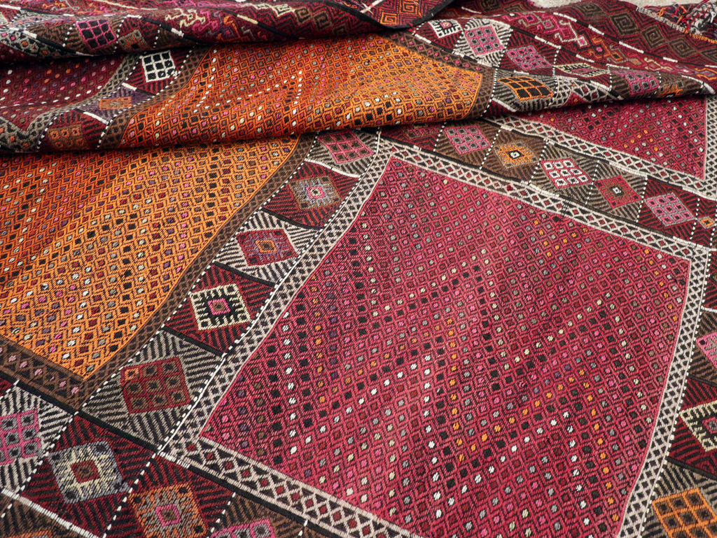 Vintage Turkish Flatweave Kilim Large Carpet, No.31222 - Gsblank