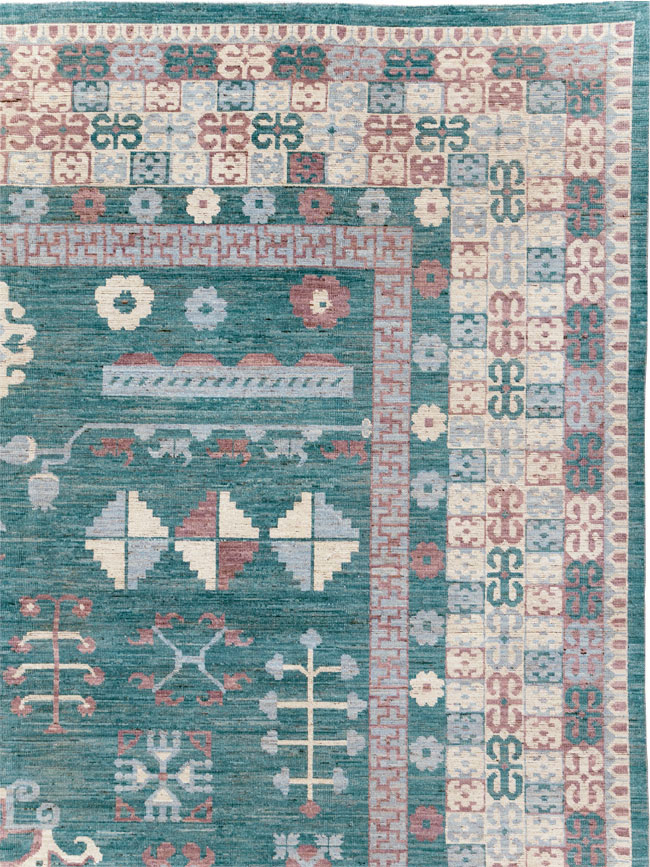 Contemporary East Turkestan Khotan Room Size Carpet, No.31236 - Gsblank