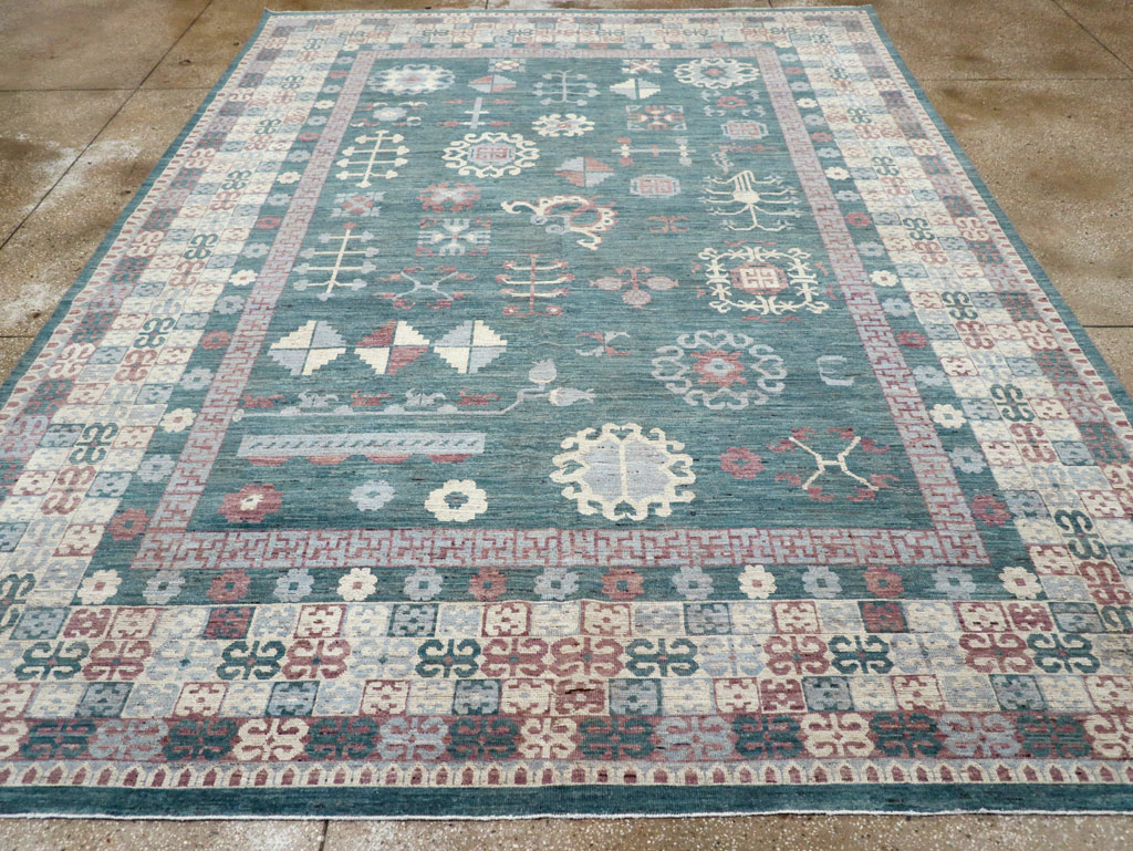 Contemporary East Turkestan Khotan Room Size Carpet, No.31236 - Gsblank
