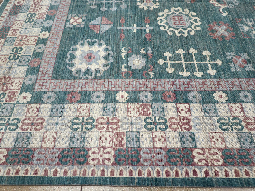 Contemporary East Turkestan Khotan Room Size Carpet, No.31236 - Gsblank