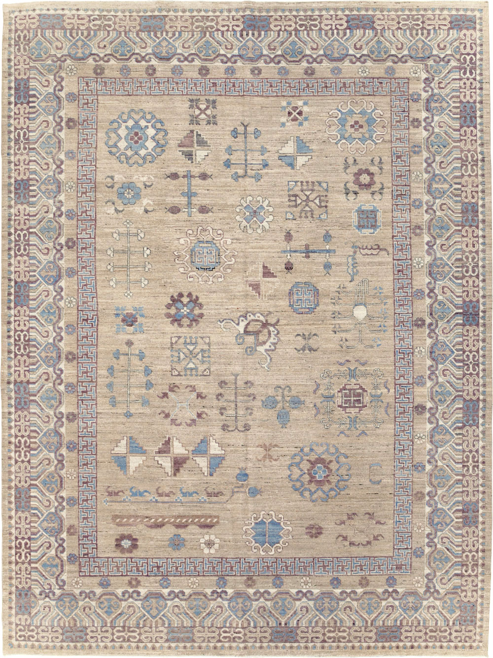 Contemporary East Turkestan Khotan Room Size Carpet, No.31237 - Gsblank