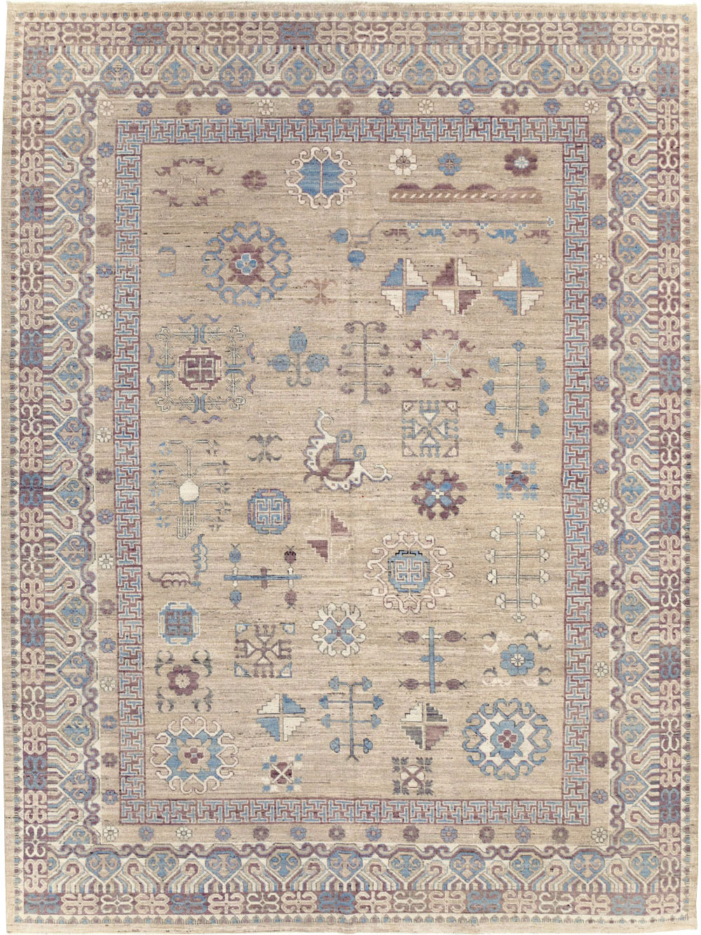 Contemporary East Turkestan Khotan Room Size Carpet, No.31237 - Gsblank