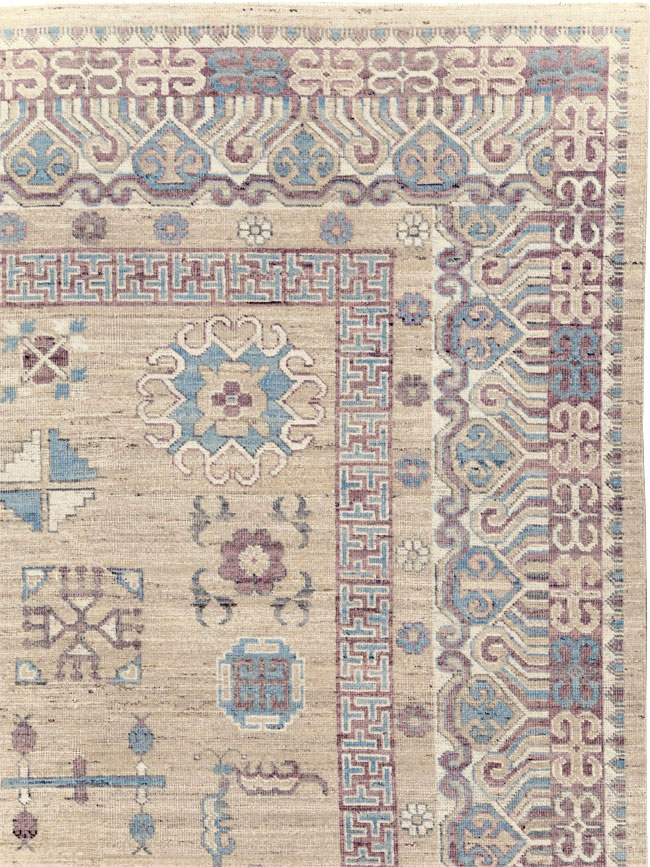 Contemporary East Turkestan Khotan Room Size Carpet, No.31237 - Gsblank