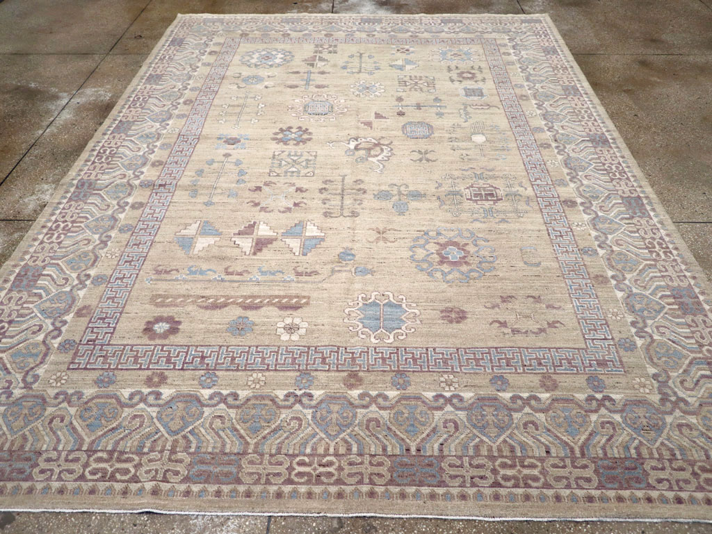 Contemporary East Turkestan Khotan Room Size Carpet, No.31237 - Gsblank