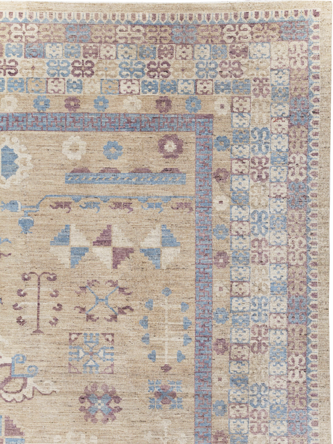 Contemporary East Turkestan Khotan Room Size Carpet, No.31238 - Gsblank