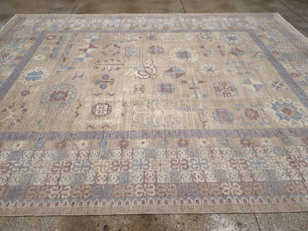 Contemporary East Turkestan Khotan Room Size Carpet, No.31238 - Gsblank