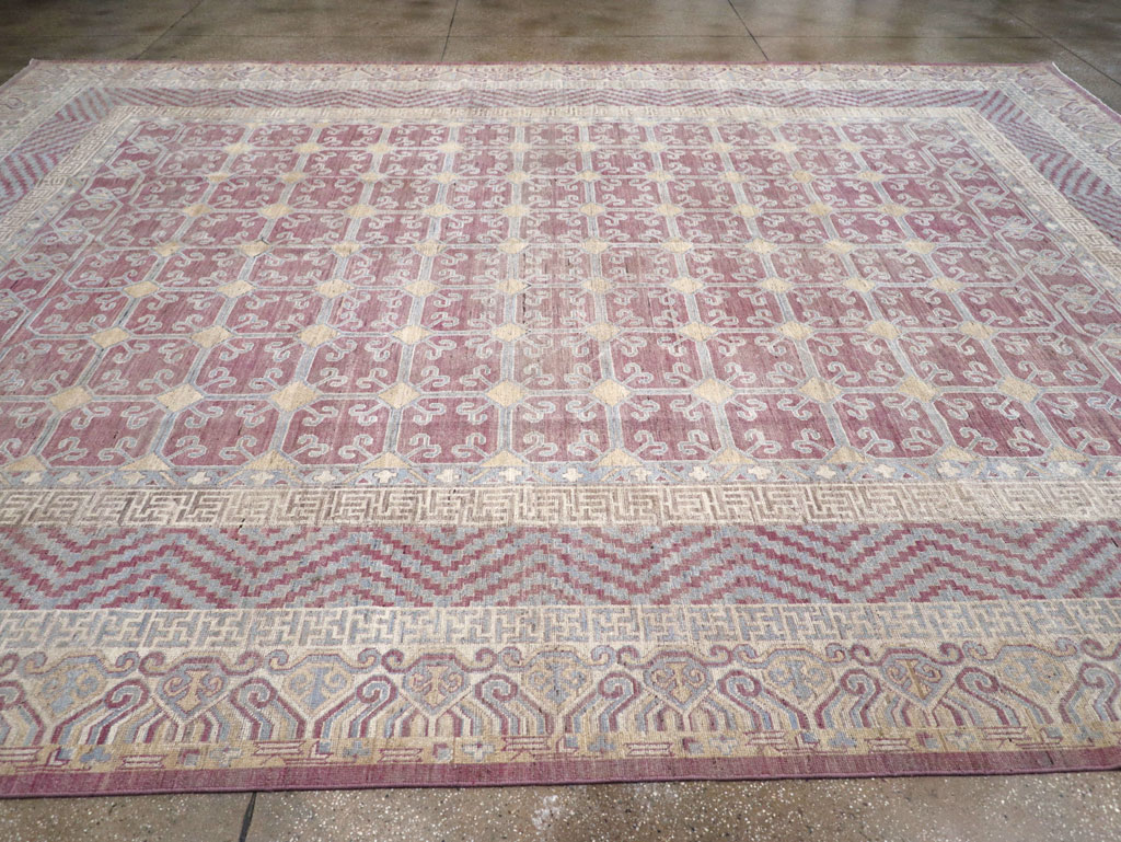 Contemporary East Turkestan Khotan Large Room Size Carpet, No.31239 - Gsblank