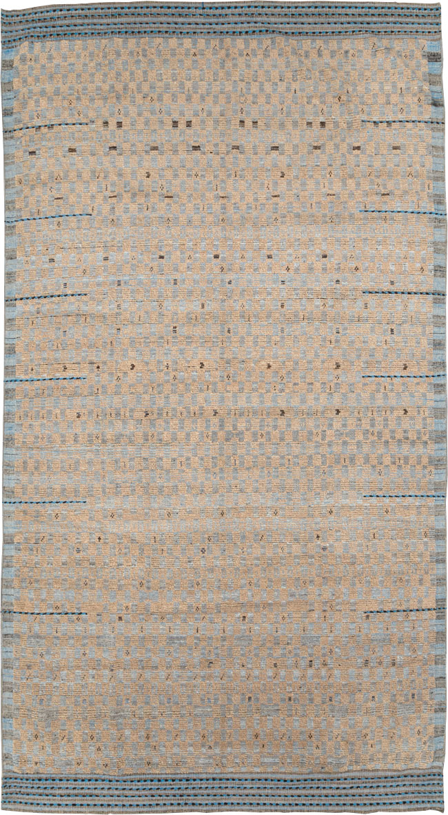 Moroccan Inspired Contemporary Turkish Long and Narrow Carpet, No.31242 - Gsblank