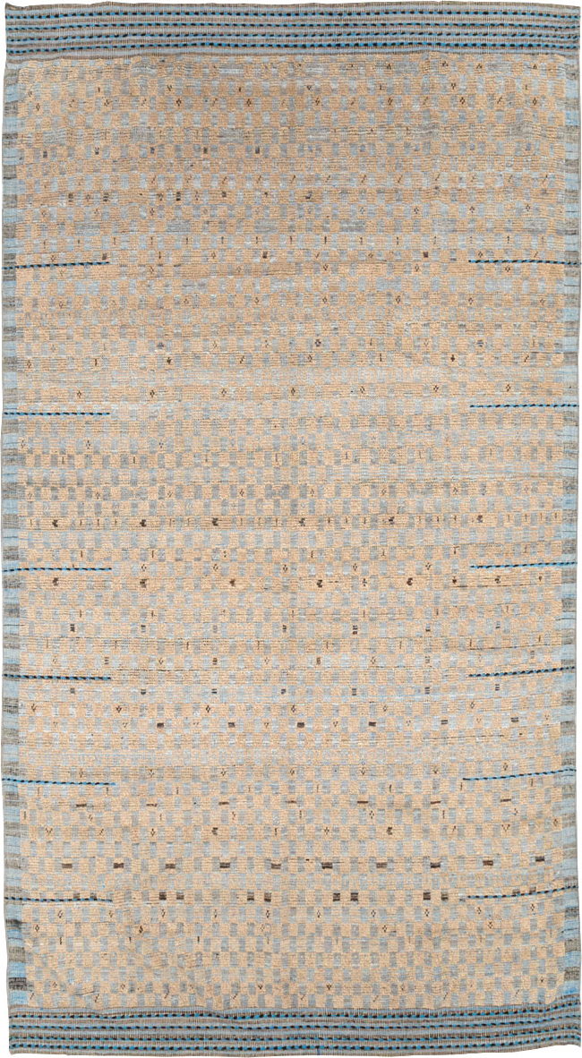Moroccan Inspired Contemporary Turkish Long and Narrow Carpet, No.31242 - Gsblank