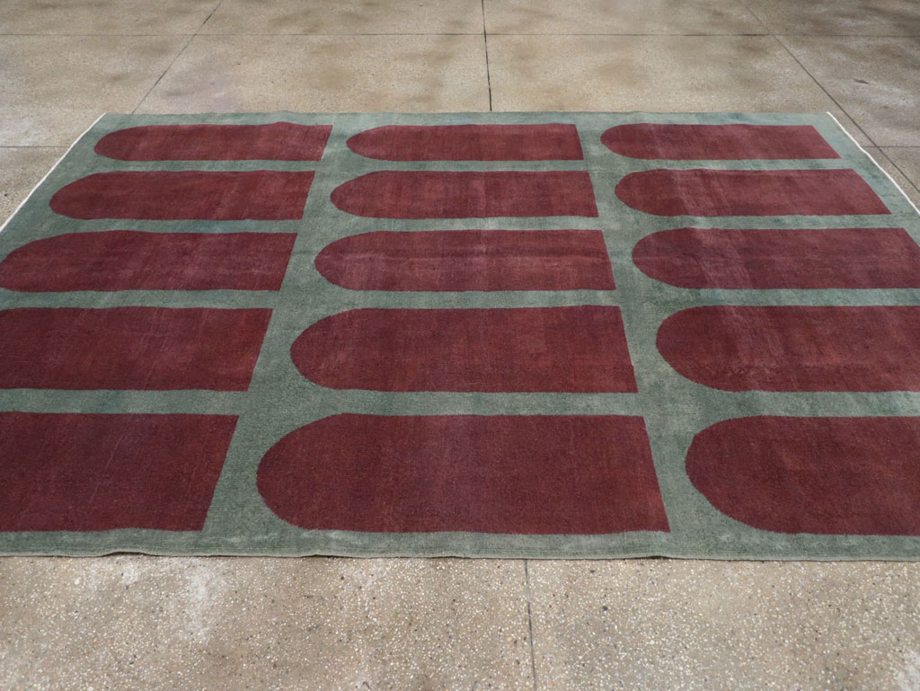 Vintage Turkish Art Deco Stye Room Size Carpet, No.31271 - Gsblank