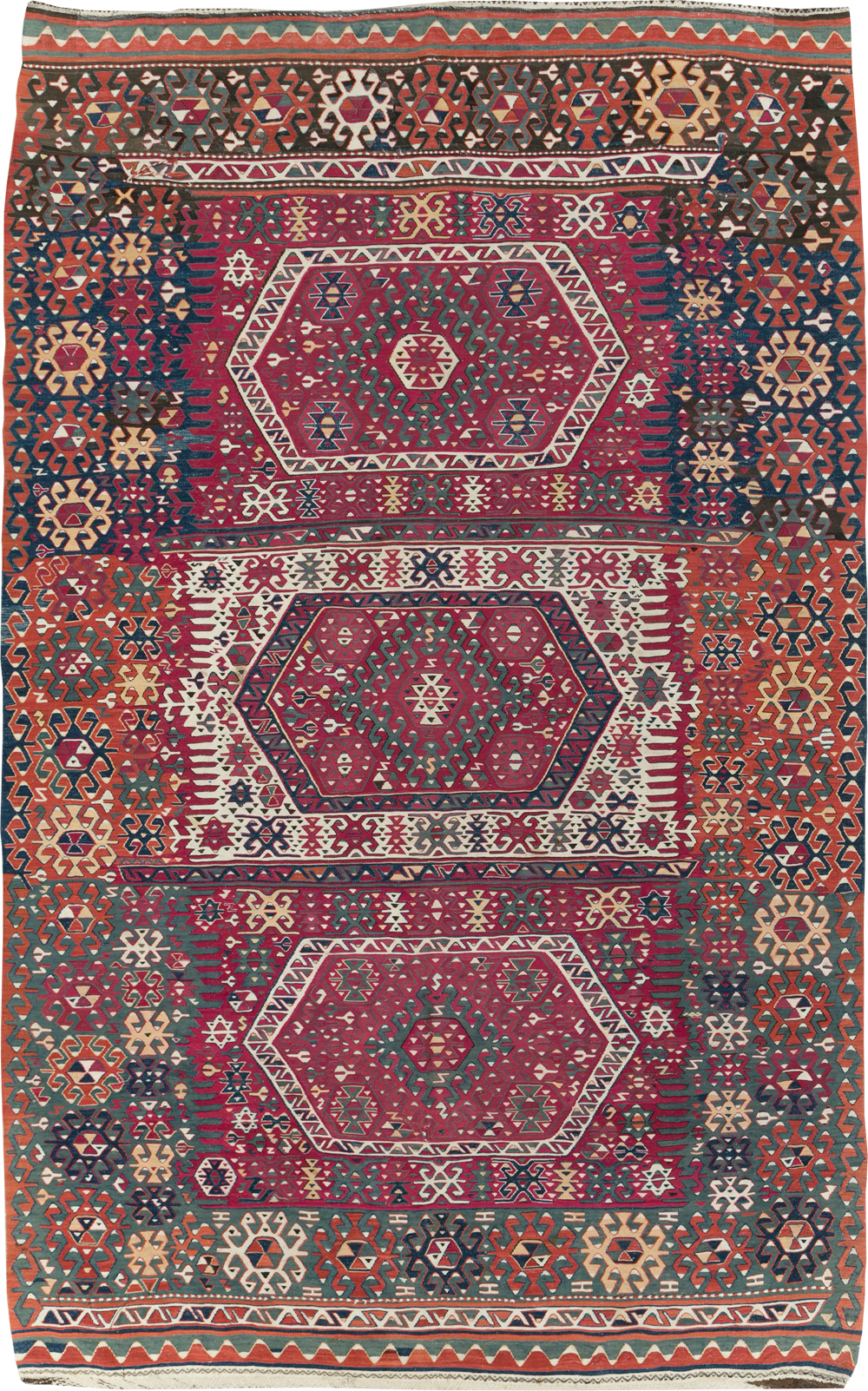 Antique Turkish Flatweave Kilim Accent Carpet, No.31275 - Gsblank