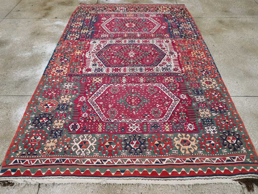 Antique Turkish Flatweave Kilim Accent Carpet, No.31275 - Gsblank