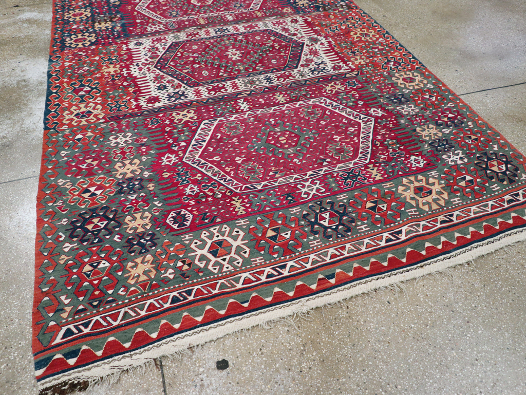 Antique Turkish Flatweave Kilim Accent Carpet, No.31275 - Gsblank