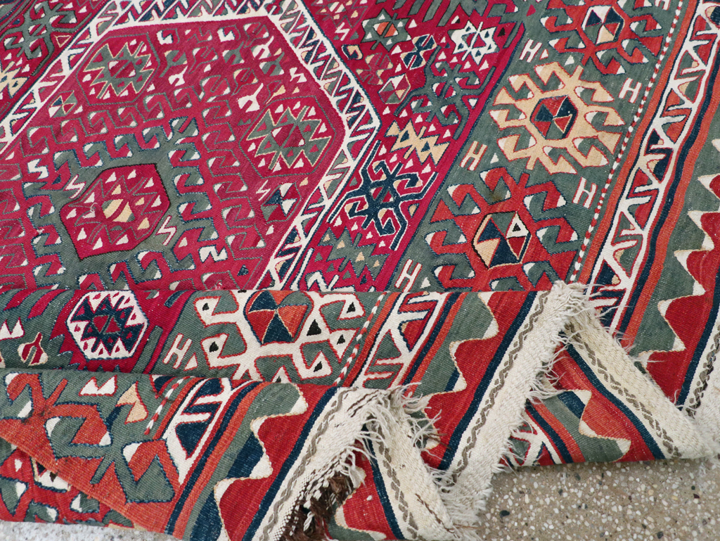 Antique Turkish Flatweave Kilim Accent Carpet, No.31275 - Gsblank
