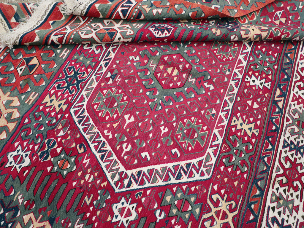 Antique Turkish Flatweave Kilim Accent Carpet, No.31275 - Gsblank