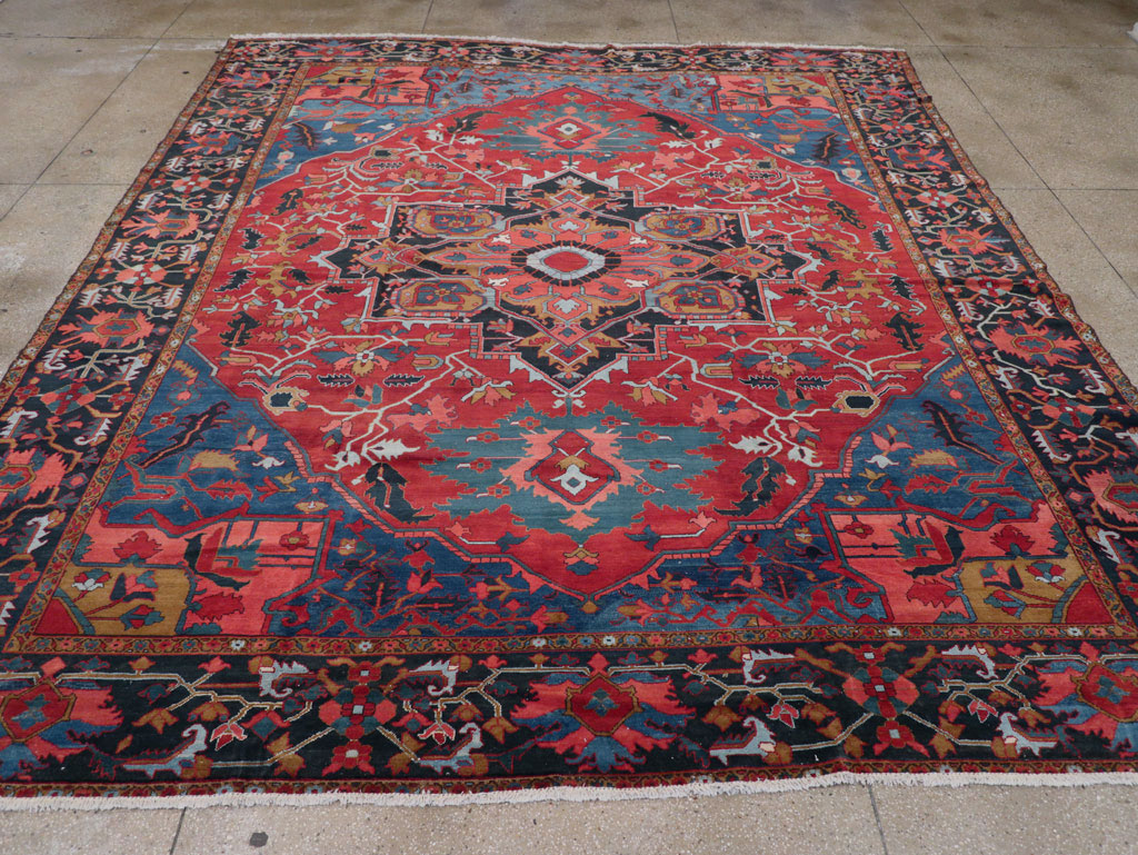 Antique Persian Heriz Room Size Carpet, No.31279 - Gsblank