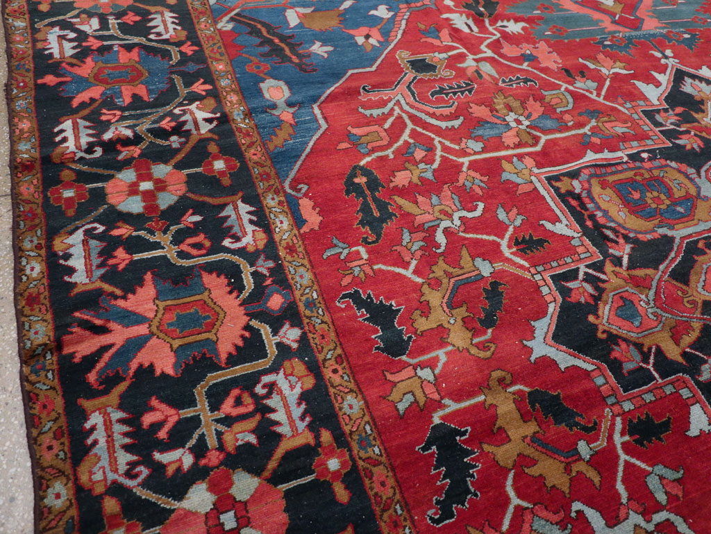Antique Persian Heriz Room Size Carpet, No.31279 - Gsblank