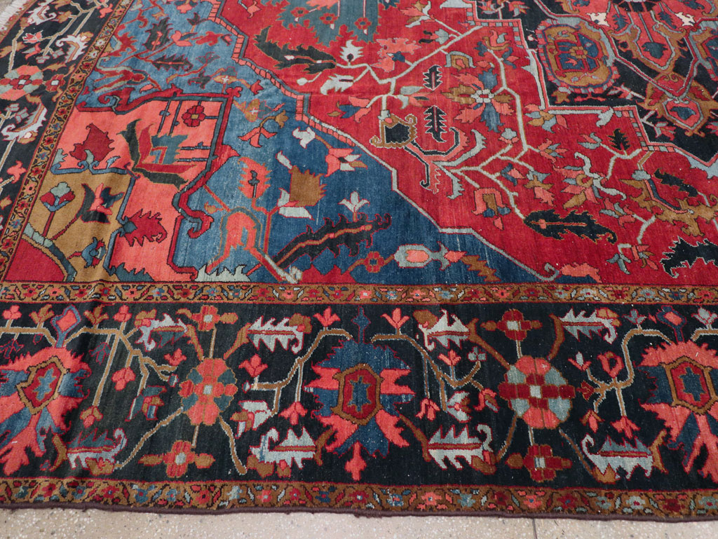 Antique Persian Heriz Room Size Carpet, No.31279 - Gsblank