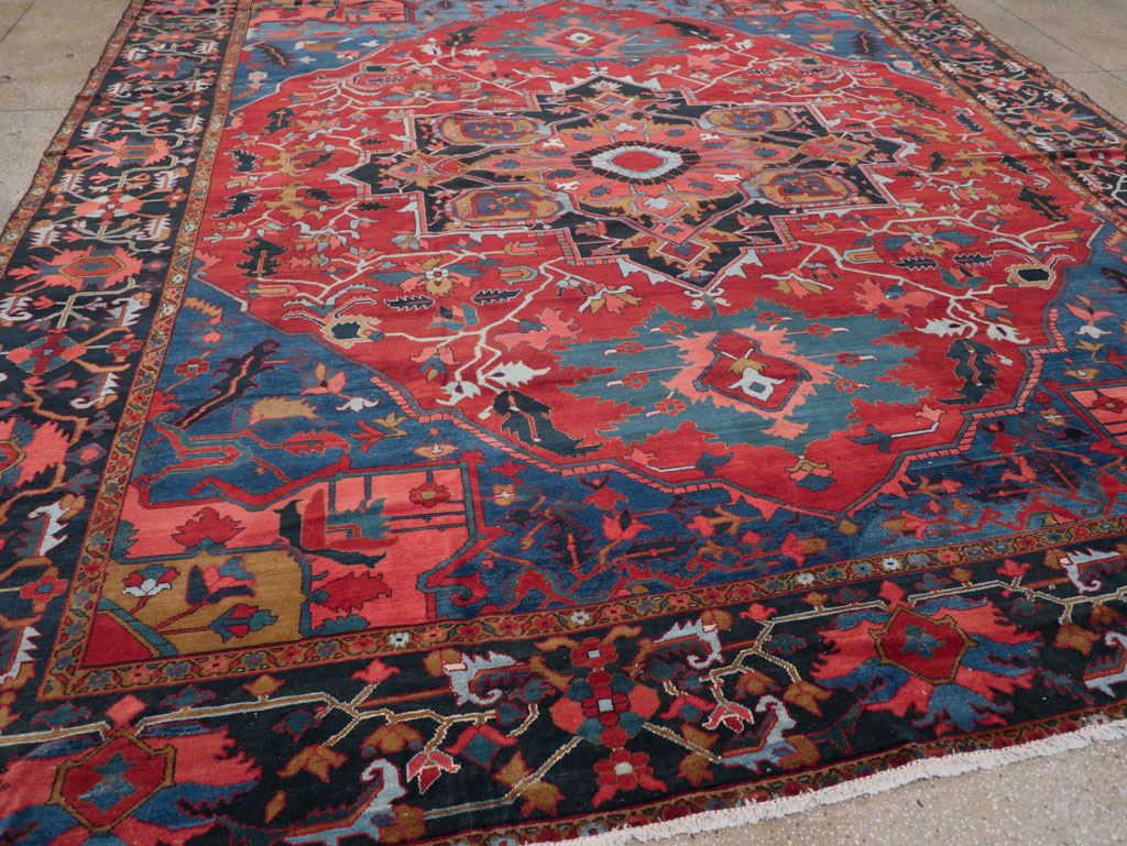 Antique Persian Heriz Room Size Carpet, No.31279 - Gsblank