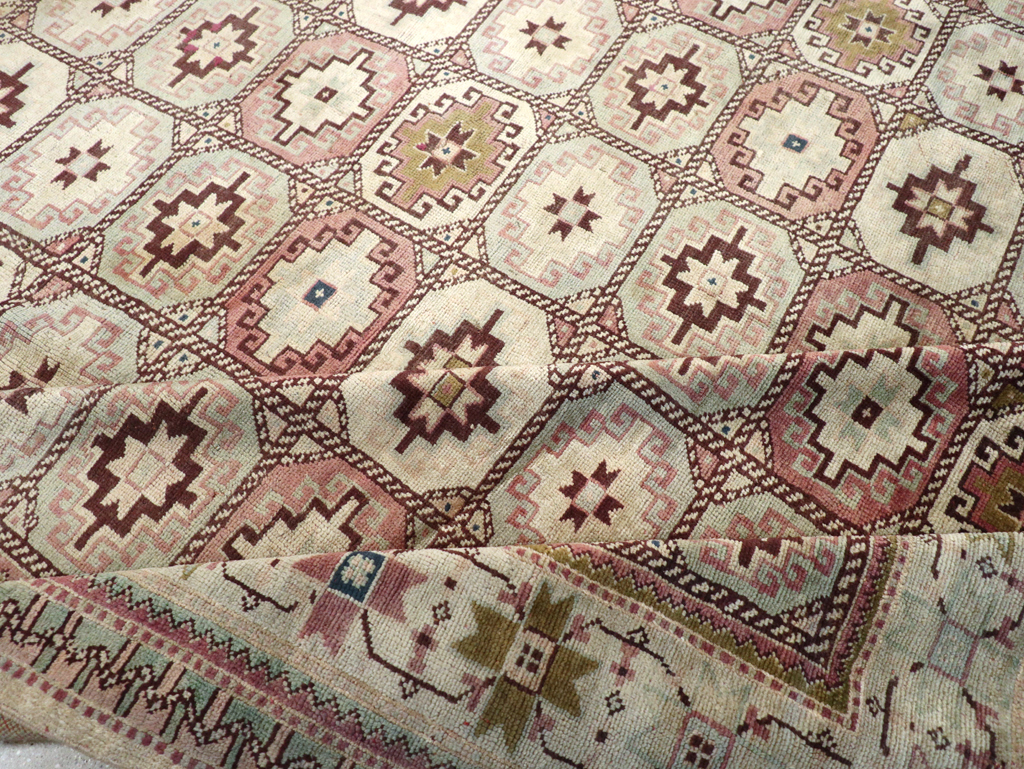 Tribal Turkoman Inspired Vintage Turkish Oushak Room Size Carpet, No.31281 - Gsblank