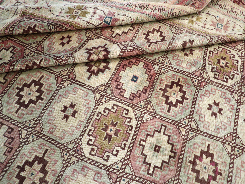 Tribal Turkoman Inspired Vintage Turkish Oushak Room Size Carpet, No.31281 - Gsblank