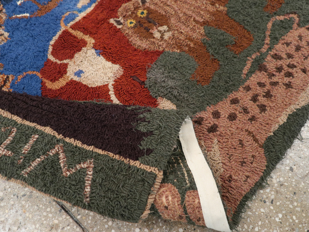 Vintage American Hooked Pictorial Throw Rug, No.31318 - Gsblank