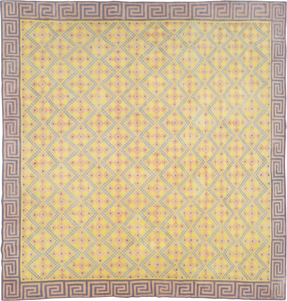 Vintage Indian Dhurrie Square Room Size Flatweave Carpet, No.31322 - Gsblank