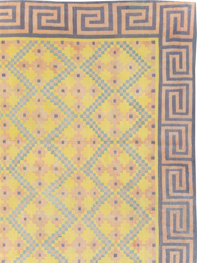 Vintage Indian Dhurrie Square Room Size Flatweave Carpet, No.31322 - Gsblank