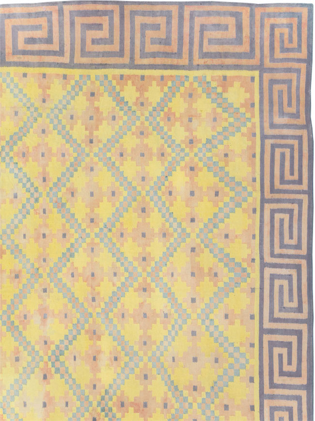 Vintage Indian Dhurrie Square Room Size Flatweave Carpet, No.31322 - Gsblank